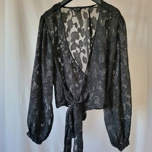 Express Sheer Floral wrap blouse